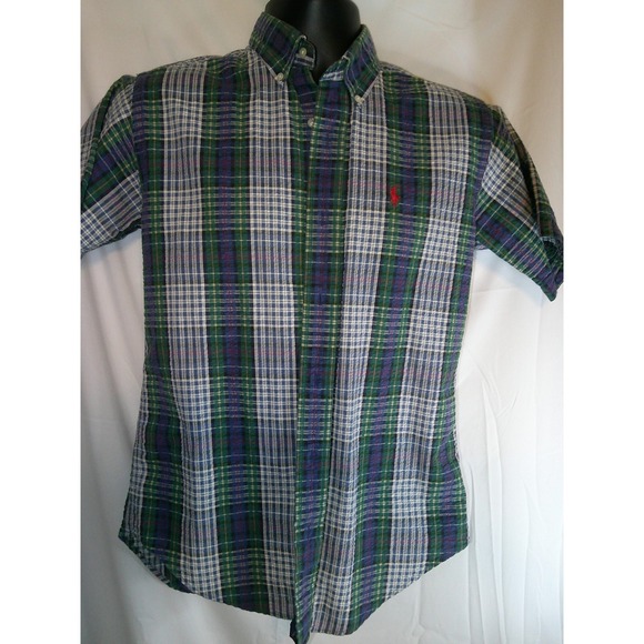 Polo Ralph Lauren‎ Plaid Short Sleeve Button Up Shirt Classic Fit L - Picture 1 of 3
